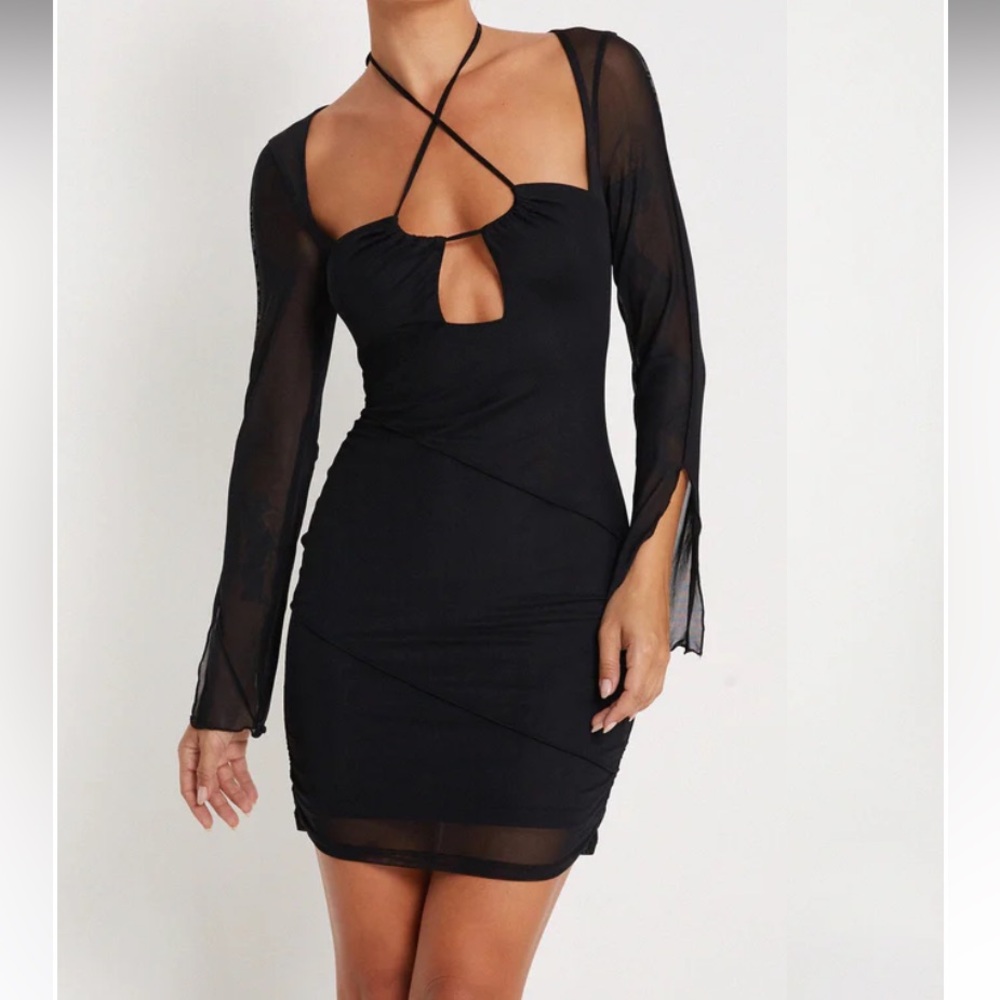 Motel Rocks Naisa Mini Dress in Mesh Black Sz S